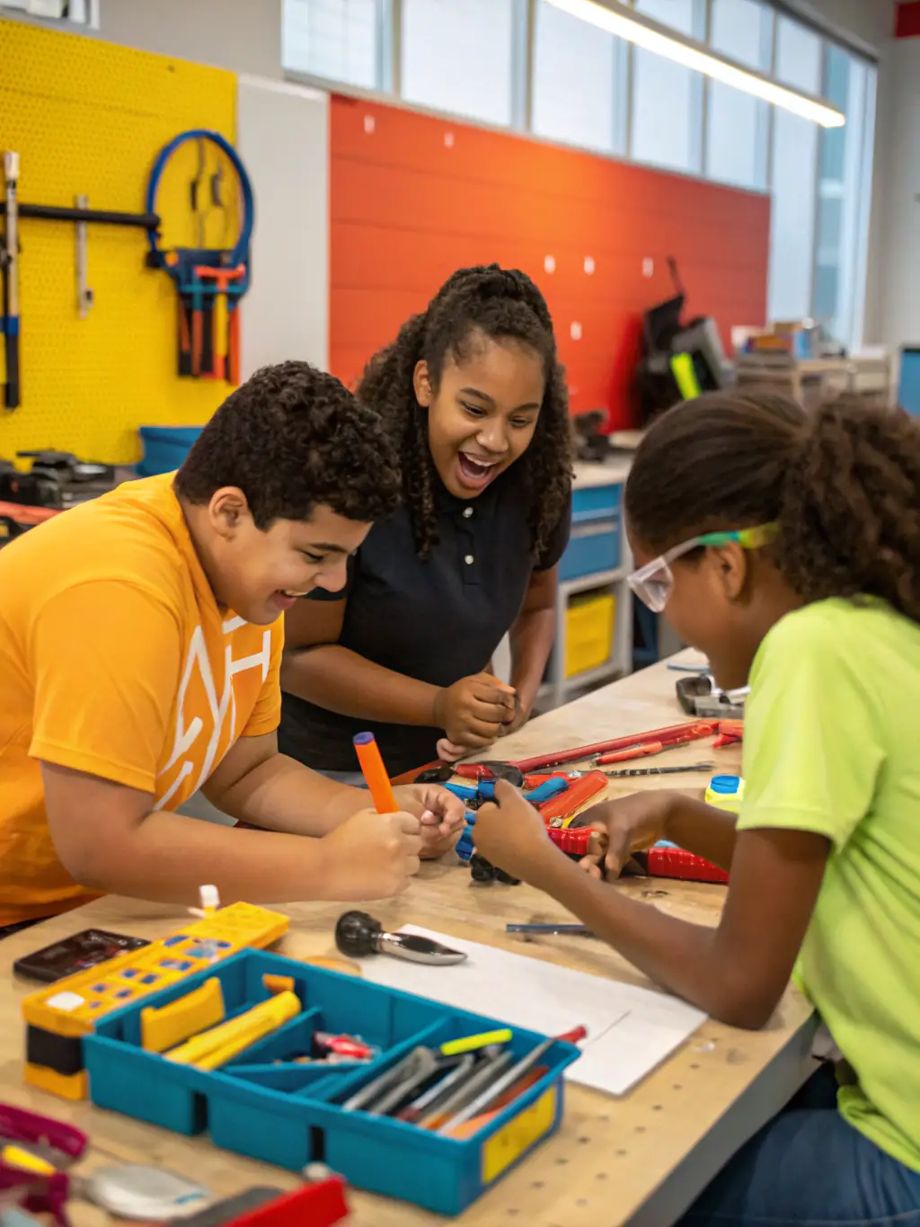 A dynamic photo of participants actively involved in a CINEMARSEILLE educational workshop, demonstrating hands-on learning and creative collaboration.